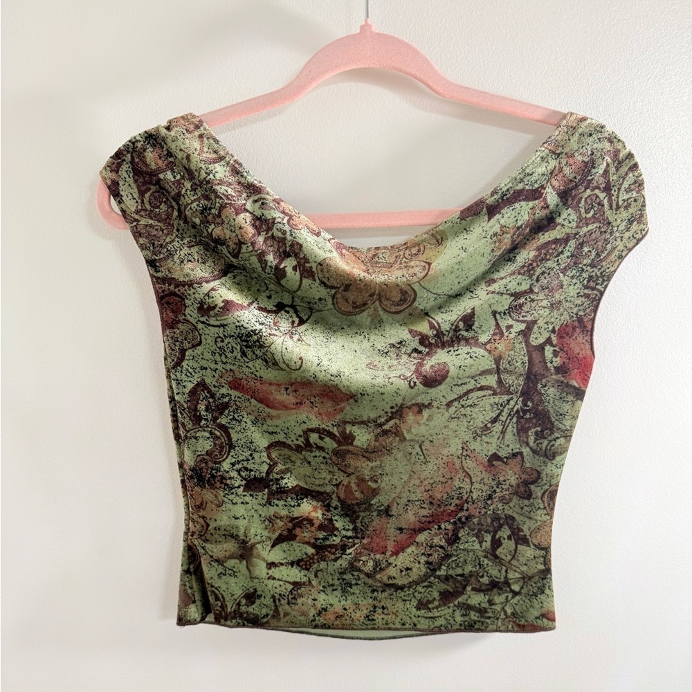 Urban Outfitters Velvet Floral Off-Shoulder Top - Picture 6 of 6